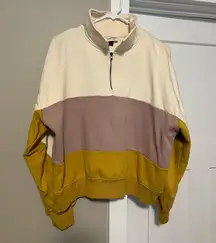 Universal Thread Cream, Mustard, and Mauve Colorblock Hoodie