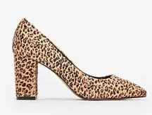 Express Leooard Calf Hair Block Heel Pumps, Sz 7