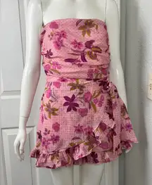 Olivaceous 100% Cotton Soft Girl Blush Pink Strapless Romper Size Large