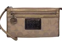 COACH Tan Gold Poppy Wristlet