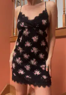 Black And Pink Floral Dress