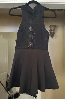 Selfie Leslie Black Lace Party Romper Sleeveless Fit & Flare‎ Mini S