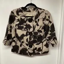 Michael Kors Womens Floral Hibiscus Jacket Blazer Brown Tan Size Small Career