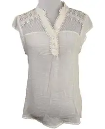 Miss Daisy White Dainty Lace Detailing Tunic Blouse Size Large