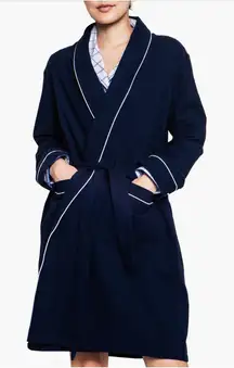 Petite Plume Navy Cotton Flannel Robe - Size Medium