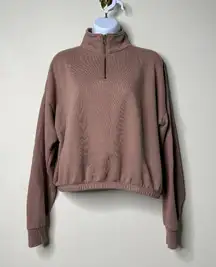 American Eagle Mauve Cropped 1/4 Zip Pullover Women's Small