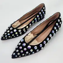 Gianvito Rossi Spectra Pump 05 Black Crystal-Studded Flats Women’s Size 37