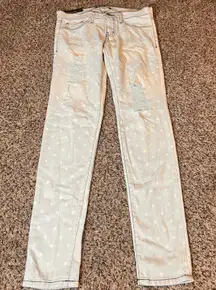 Flying Monkey‎ Distressed Polka Dot Jeans Ripped Denim Light Wash Size 26