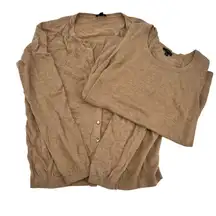 Talbots button front cardigan & shell tank bundle cashmere blend large petite