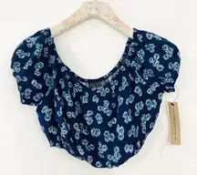 Reformation off shoulder floral top in blue