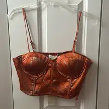 Rachel Zoe Corset Top Orange And Gold Size Large NWT
