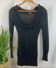 Guess Black Cowl Neck Long Sleeve Knit Tunic Sweater M