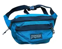 VTG Jansport Fanny Pack 2 Pouch‎ Waist Bag TEAL GREEN Black USA 90's