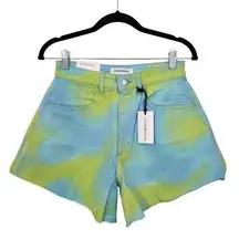 WeWoreWhat Tie-Dye Denim Cut Off Shorts NWT Size 27 Green and Blue Jean Shorts