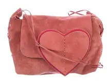SS 2002 GUCCI by Tom Ford Pink Suede Heart Flap Shoulder Bag