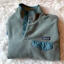 Patagonia Womens Lightweight Synchilla Gray and Teal Pullover
