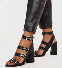 Black Buckle Heels