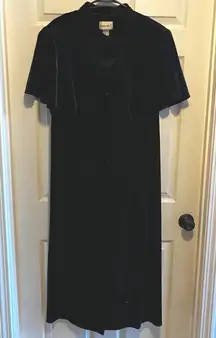 Vintage Black Velvet Midi Dress with Back Tie Detail Size 20 Whimsigoth Romantic