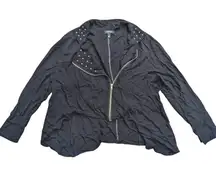 Torrid Plus 2X 2 18 20 Black Studded Moto‎  Jacket Flowy Zip Punk Goth Emo