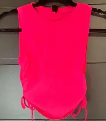 Women’s cute hot pink tank top. Ruched sides with ties. Size XS. Never worn