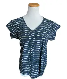 Womens Dina Be Triangle Print Open Back Flowy Blouse Top - Sz M