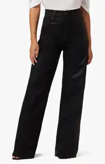 Joe’s Jeans Mia Petite High-Rise Coated Wide-Leg Jeans Size 27 Black Edgy Luxury