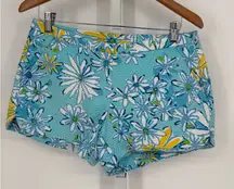 Lilly Pulitzer Waffle Breakwater Daisy Adie Blue Floral Shorts Size 6
