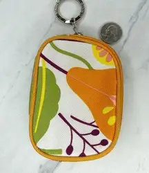 Clinique Small Floral Pouch Makeup Cosmetic Bag Keychain Keyring