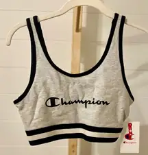 Champion Women Light Grey Logo Sports Bra Cropped Athleisure Tank Top M