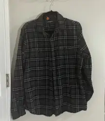 Express Black with orange stripe Plaid Shirt Size Large