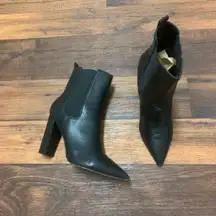 Marc Fisher MLGarliss Leather Pointed Toe Black Boots Size 8.5 M