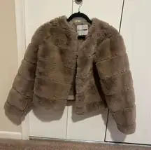 Fashion Nova Faux Fur Coat in Tan 