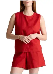 Quince 100% European Linen Tank Chile Red Size Small Classic Quiet Luxury NWT