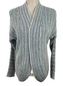 Pink Republic Knitted Cardigan Sweater‎ Womens Sz S Blue White Open Front Chunky