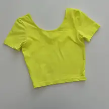 American Apparel Women's Cotton Blend Neon Yellow Cropped Tee, Sz: XS (b33)