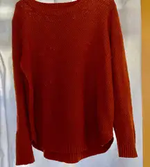 Pink Clover Burnt Orange Cable Knit Sweater With slight hi low size m cinch side