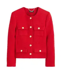J.Crew Isabelle Lady Jacket in Radiant Ruby Red Tweed 10 $248