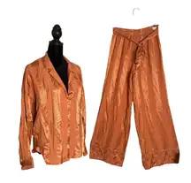 Victoria's Secret Pajama‎ Wide Leg Pants Set Striped Top M Pants XS Loungewear