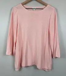 J.Jill Sweater Women M Pink‎ Linen Blend Knit Long Sleeve Classic Lightweight