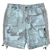 Marrakech Women’s Size 25 Light Blue Gray Camo Print Tuxedo Striped Shorts