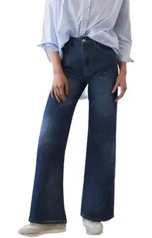 ANTHROPOLOGIE Pilcro The Annie Wide Leg Ultra High Rise Paint Splatter Jeans 28