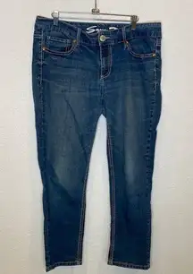 Seven7 Women’s Stretchy Cropped Medium Blue Wash Denim Jeans EUC Sz 14 Cotton