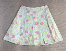 Lilly Pulitzer Y2K Floral‎ Pleated A-Line Skirt Size 2 Vintage Preppy Style