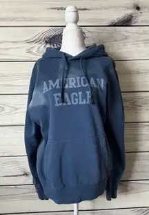 Super Soft Blue Distressed Oversized Hooded Sweatshirt