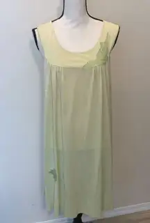 Vintage 70s Lorraine Nylon Nightgown Yellow Floral Medium Made USA