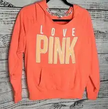 PINK Victoria's Secret Coral Orange Long Sleeve Over Sized Hoodie Small