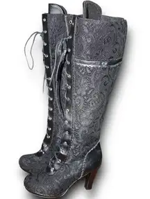 Knee High Boots 10 black lace Demonia Vixen Victorian Steampunk Style