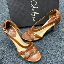 Cole Haan carma air hi heels sandal strappy Woodbury brown tan 7.5