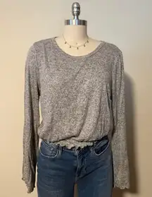 Lazy Sundays Grey Long Sleeve Cropped Top 