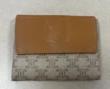 CELINE Vintage Macadam Coated Canvas w/ Leather Trim Coin Case, Pre-Owned